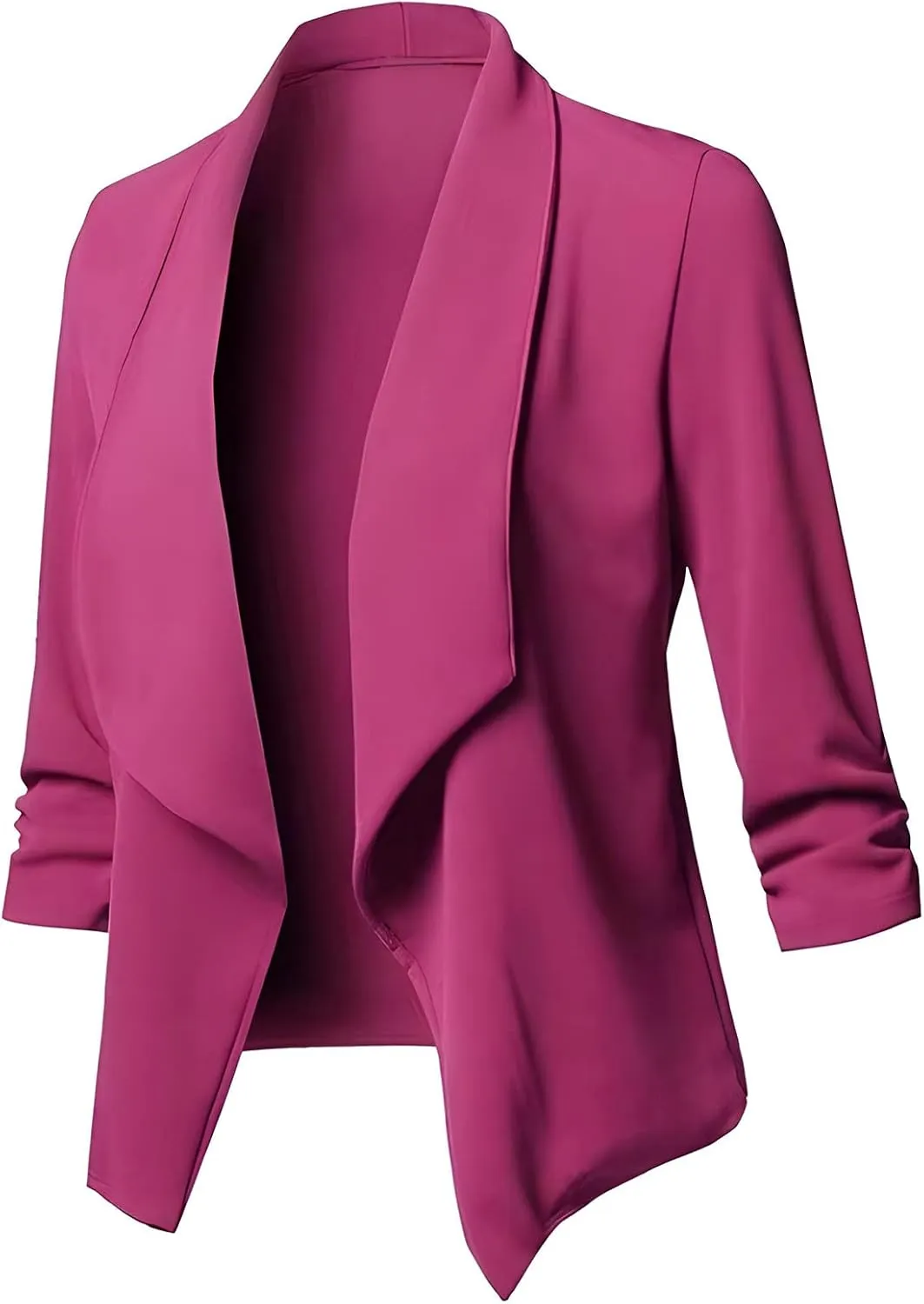 Womens Casual Blazer Lightweight 3/4 Sleeves Short Open Front Office Jacket