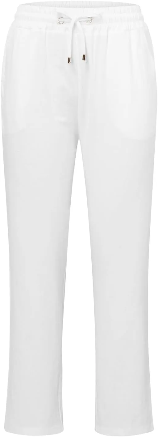 Womens Casual Cotton Linen Pants Lightweight Summer Relax Fit Elastic Waist Plus Size Solid Long Trousers