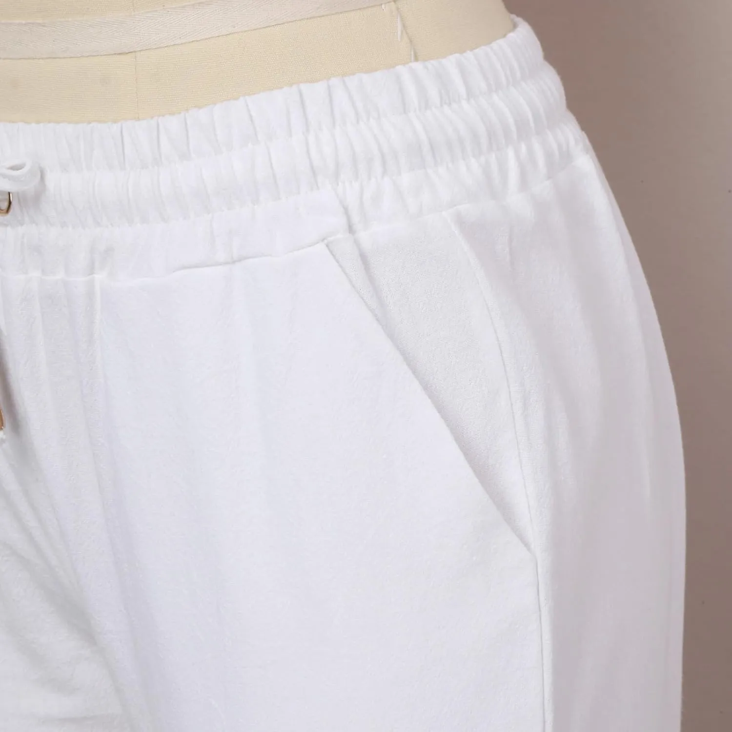 Womens Casual Cotton Linen Pants Lightweight Summer Relax Fit Elastic Waist Plus Size Solid Long Trousers