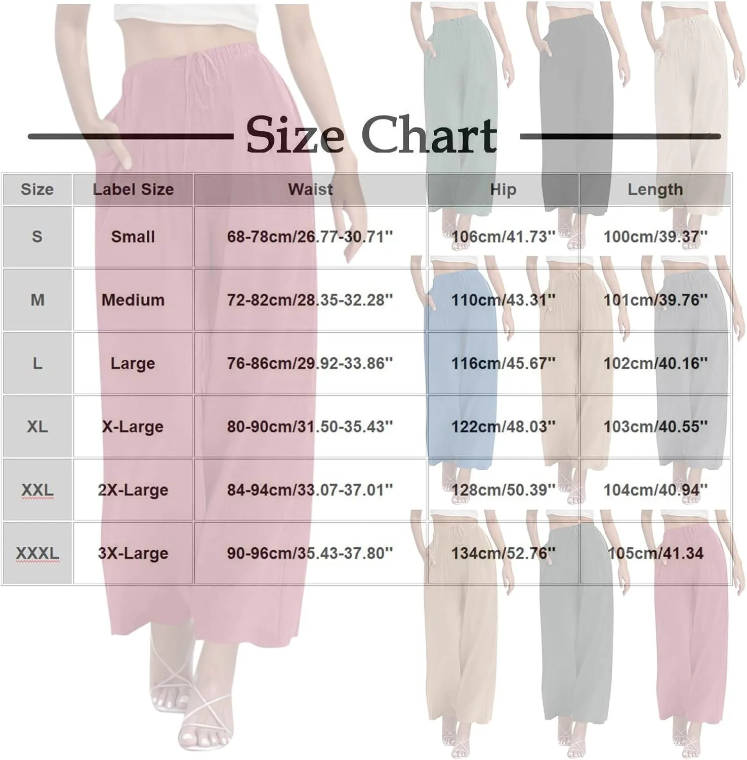Womens Cotton Linen Palazzo Pants Twist Knot Elastic Waist Casual Solid Color Wide Leg Trousers with Pockets 2025