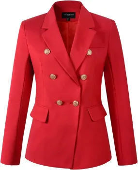 Womens Double Breasted Blazer Ladies Jacket Work Suit