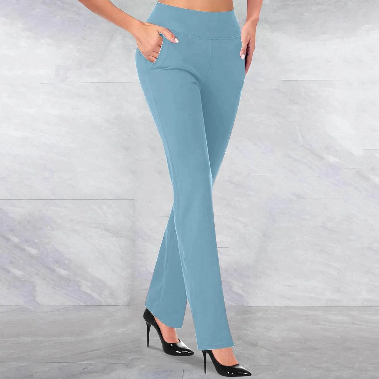 Womens Dress Pants High Waist Pull On Stretchy Professional Formal Work Business Office Casual Trousers Slacks