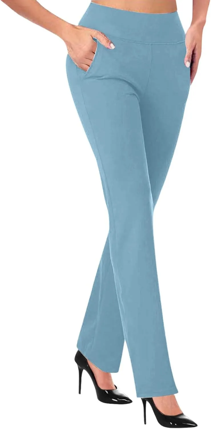 Womens Dress Pants High Waist Pull On Stretchy Professional Formal Work Business Office Casual Trousers Slacks