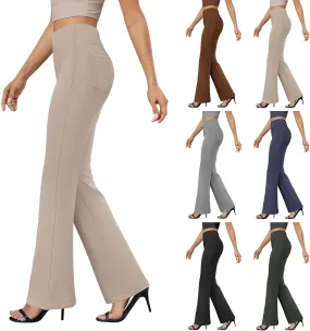 Womens Dress Pants Stretchy High Waisted Bell-Bottoms Slacks Office Business Casual Bootcut Trousers with Pockets