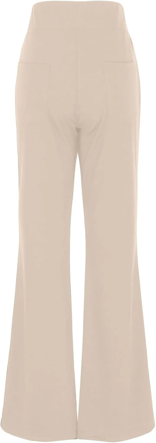 Womens Dress Pants Stretchy High Waisted Bell-Bottoms Slacks Office Business Casual Bootcut Trousers with Pockets