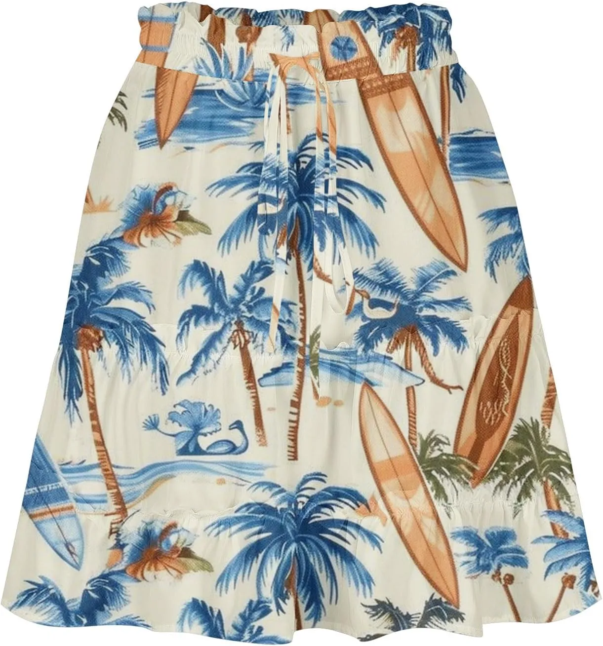 Womens Floral Ruffle Mini Skirts 2025 Summer Skater Short Skirt Elastic Waist Boho Pleated Skirts Trendy Half Dress