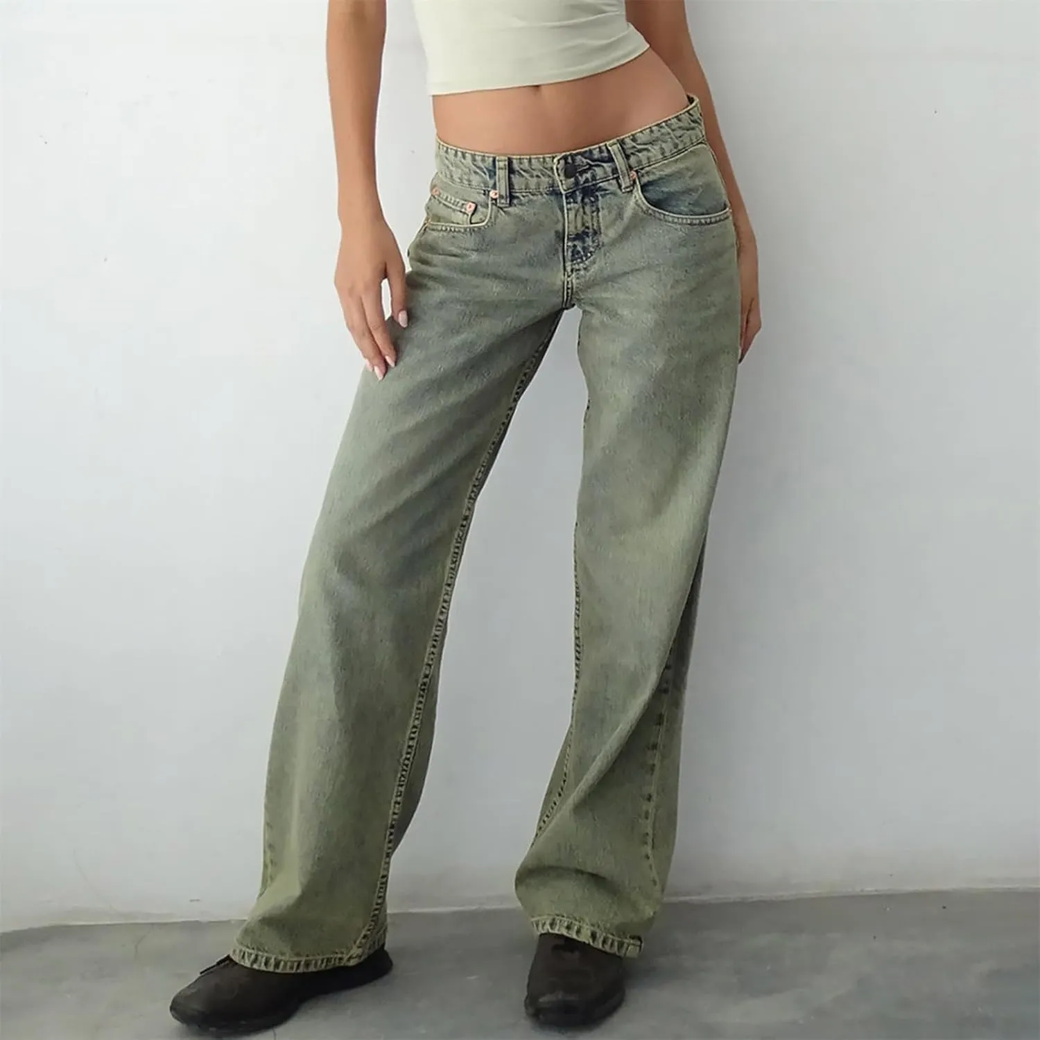 Womens French Terry Wide Leg Sweatpants Jeans Vintage Distressed Breathable Comfort Pants Casual Workout Y2K Clothes