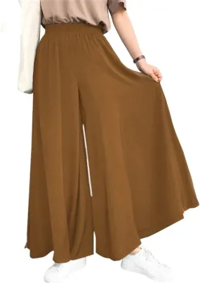 Womens Linen Palazzo Pants Summer Casual Boho Wide Leg Lounge Beach Trousers with Pockets