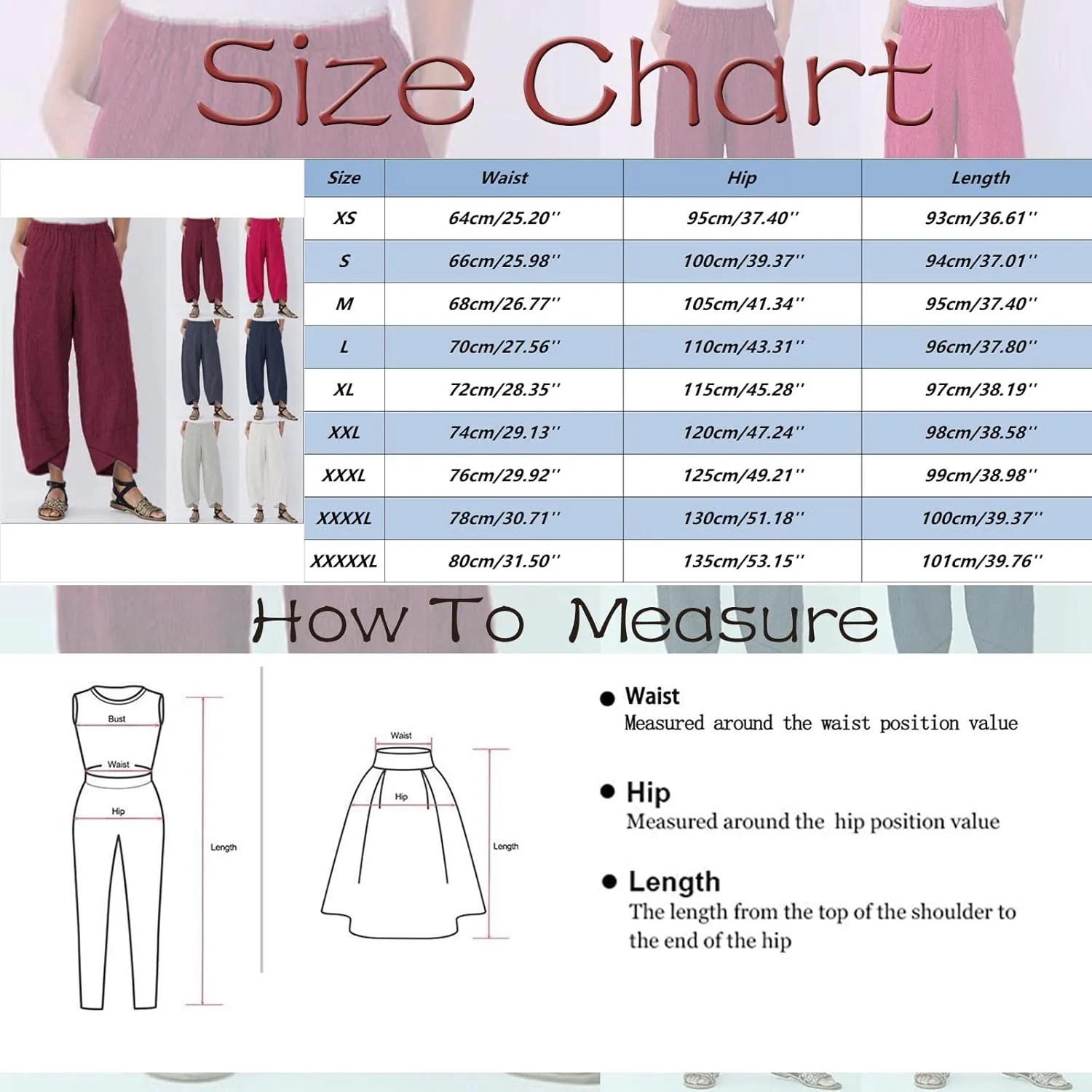 Womens Linen Summer Comfy Pant Trousers Low Waist Bootcut Plus Size Pants Work Business