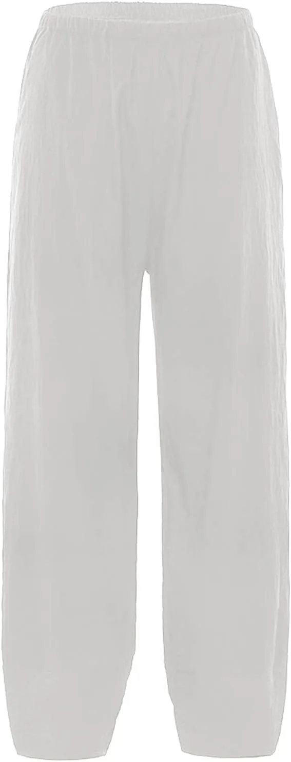 Womens Linen Summer Comfy Pant Trousers Low Waist Bootcut Plus Size Pants Work Business