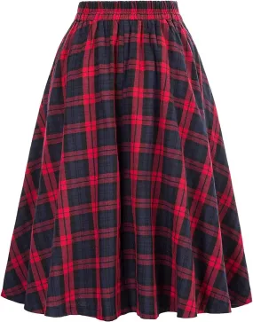 Womens Plaid Skirts Button Down Casual Flowy High Waist Lounge Skirt A Line Trendy Summer Trendy Skirt Clothes