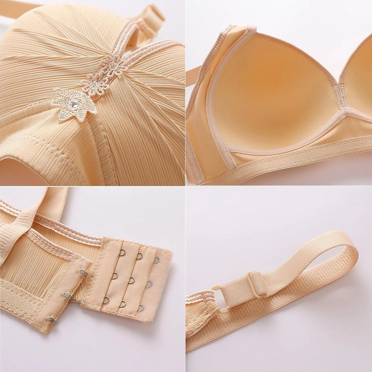 Womens Push Up Bras Full Coverage Supportive Bra Adjustable Wire Free Breathable Everyday Bra Comfort No Underwire