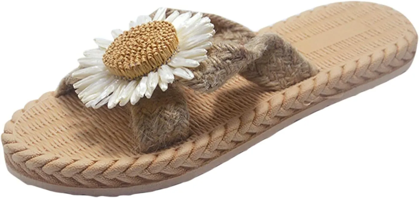 Women's Sandals And Imitation Flat Flip Straw Summer Women Woven Spring Beach Slippers Sandals Flops And Women's slipper