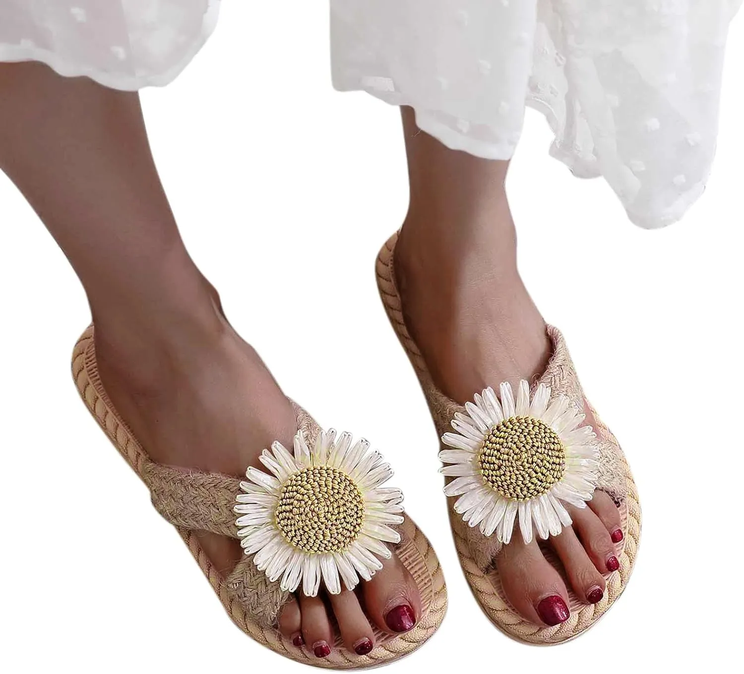 Women's Sandals And Imitation Flat Flip Straw Summer Women Woven Spring Beach Slippers Sandals Flops And Women's slipper