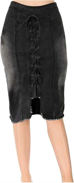 Womens Skirt for Women Linen Denim Western Pencil Midi Knee Length Skirt 2025 Regular Fit