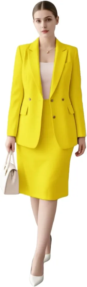 Womens Skirt Suits Tuxedos Plus Size 2 Piece Blazer Set Business Wedding Workout Outfits