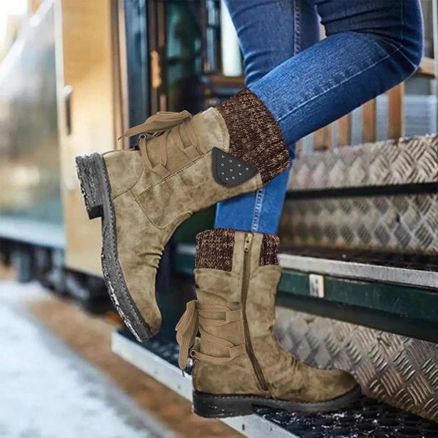 Womens Slip on Snow Boots Waterproof Womens Snow Boots Ankle Boots Women Winter Snow Duck Boots Women Waterproof Wide Width Botas Para Nieve E Invierno De Mujer