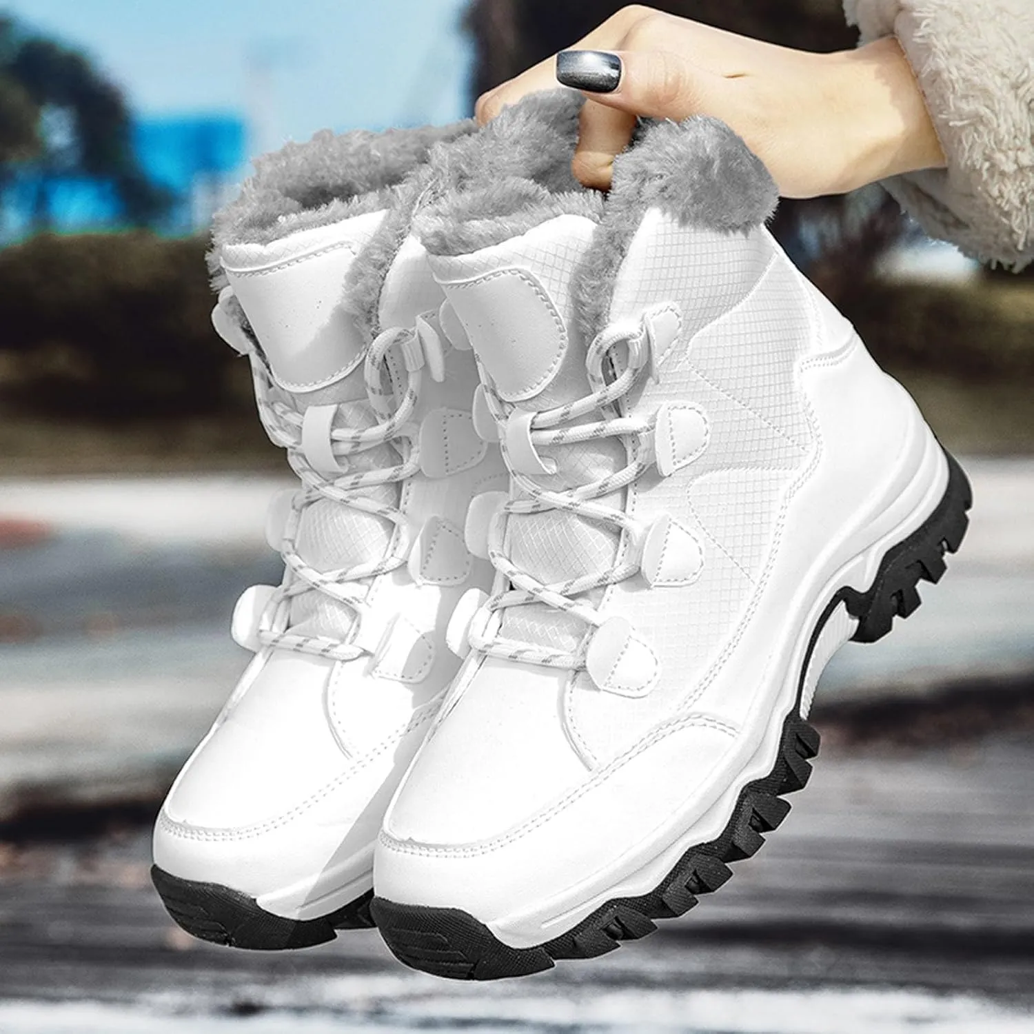 Womens Snow Boots Waterproof Winter Boots Outdoor Hiking Ankle Boot With Fur Lined Non Slip Warm Boots