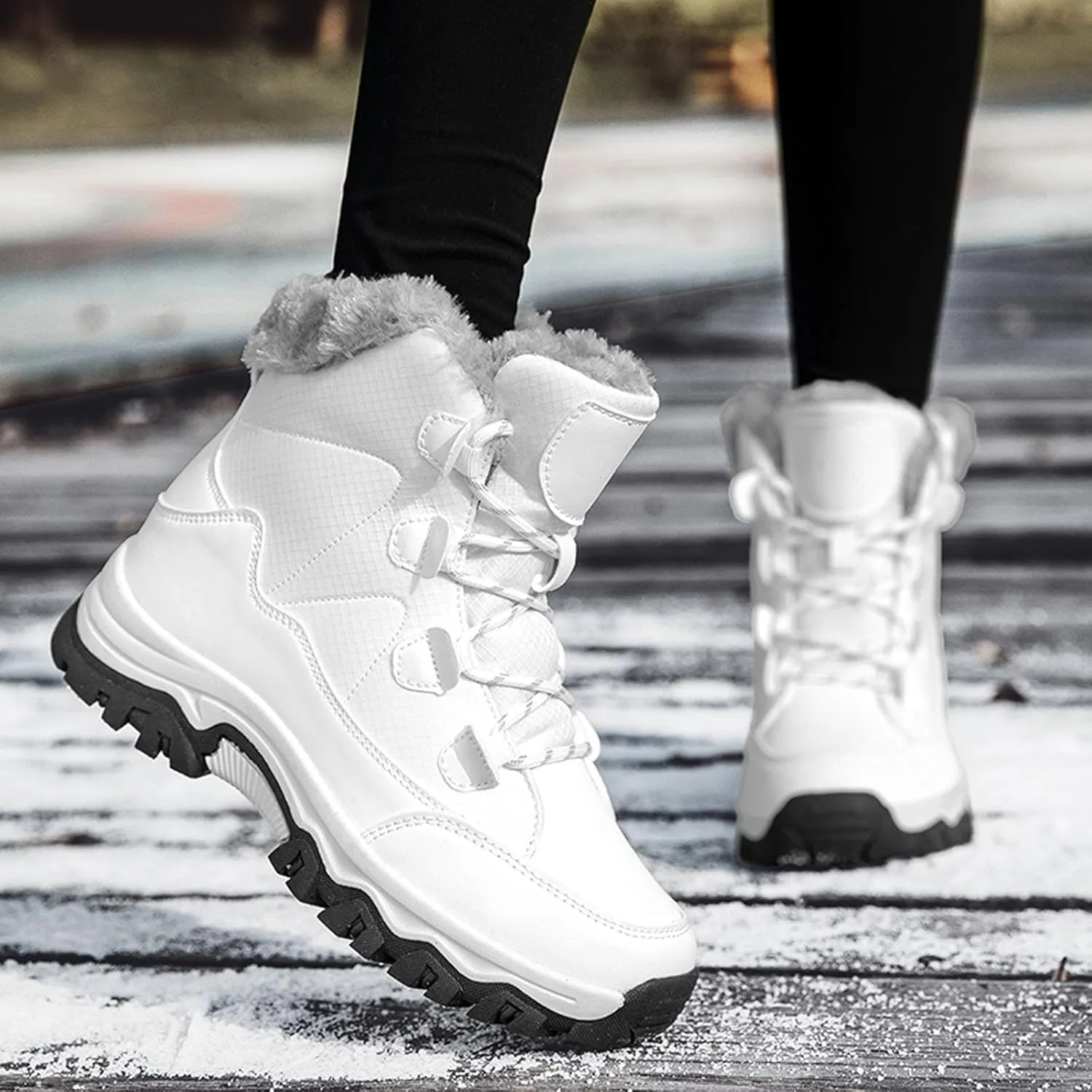 Womens Snow Boots Waterproof Winter Boots Outdoor Hiking Ankle Boot With Fur Lined Non Slip Warm Boots