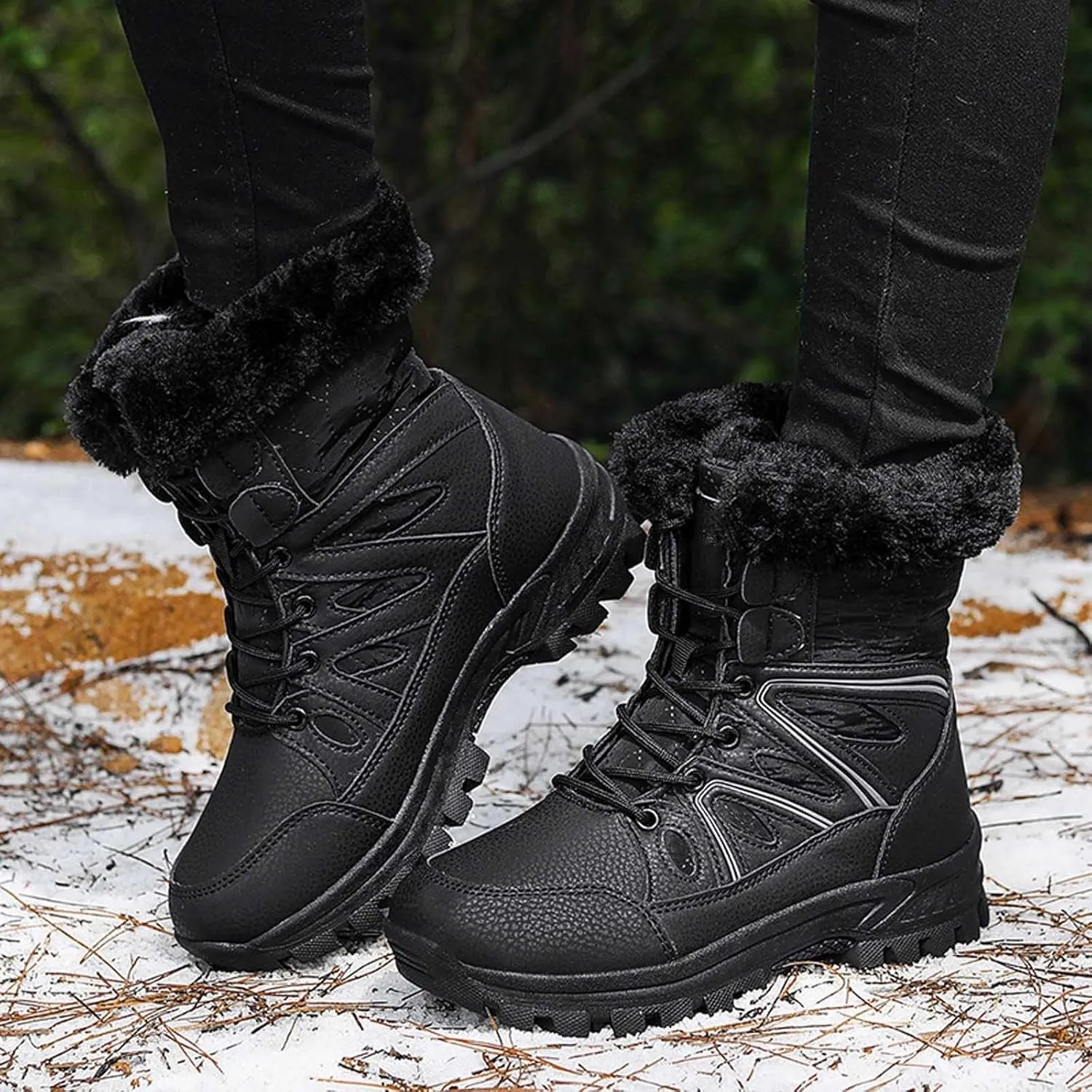 Womens Snow Boots Waterproof Winter Boots Outdoor Hiking Ankle Boot With Fur Lined Non Slip Warm Boots