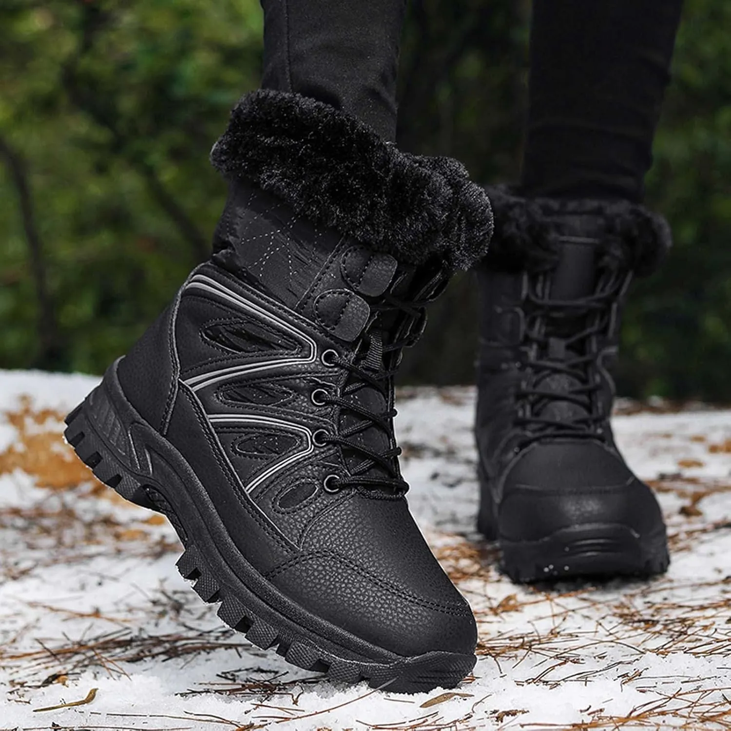 Womens Snow Boots Waterproof Winter Boots Outdoor Hiking Ankle Boot With Fur Lined Non Slip Warm Boots