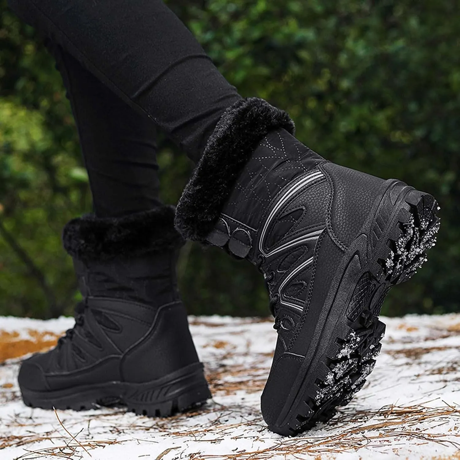 Womens Snow Boots Waterproof Winter Boots Outdoor Hiking Ankle Boot With Fur Lined Non Slip Warm Boots