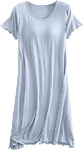 Womens Soft Nightgown Short Sleeve Nightshirt with Built in Bra Solid Sleepwear Comfy Loungewear Pajamas
