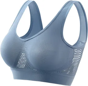 Womens Sports Bras 2024 Hollow Cool Breathable No Underwire Brassiere Comfy Thin Solid Yoga Underwear Liftup Air Bra