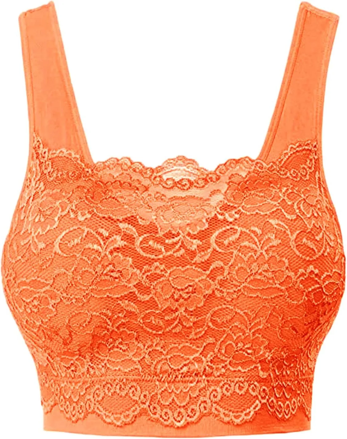 Womens Square Neck Lace Sports Bra Wirefree Padded Workout Yoga Bra Crop Tank Top with Bra Wide Strap Breathable Camisole