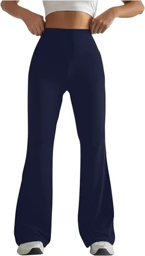 Womens Stretch Yoga Pants Tummy Control Flare Leggings High Waist Lounge Bell Pants Fitting Hip Shaping Tights