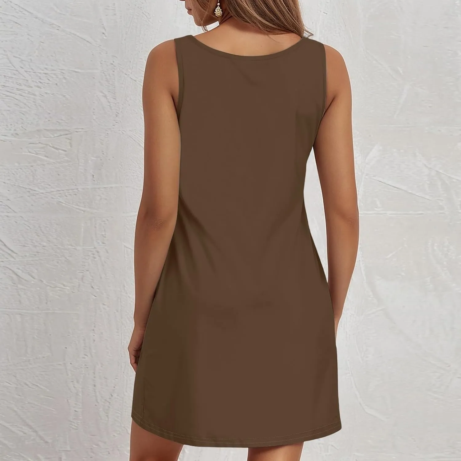 Womens Summer Dresses 2025 V Neck Sleeveless Mini Tank Dress Flowy Swing Sundresses Swimsuit Coverup with Pockets