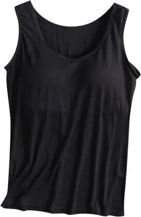 Womens Tank Tops with Built in Bra Modal Padded Camisole Yoga Bra Tanks Tops Racerback Workout Tops Cotton Undershirt