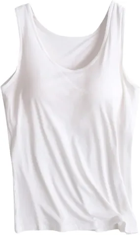 Womens Tank Tops with Built in Bra Summer Basic Padded Yoga Shirt Shelf Bras Workout Camisole Casual Modal Undershirt