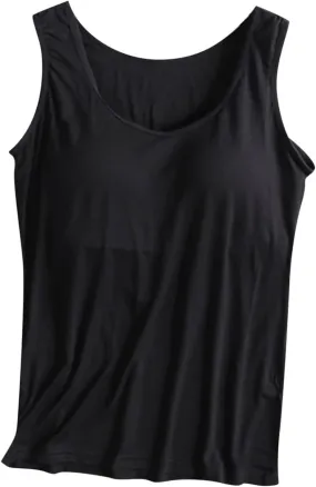 Womens Tank Tops with Built in Bra Summer Basic Padded Yoga Shirt Shelf Bras Workout Camisole Casual Modal Undershirt