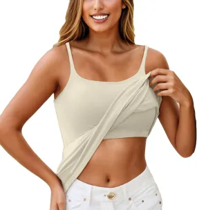 Womens Tank Tops with Built in Bras 2025 Casual Adjustable Spaghetti Strap Shelf Camisole Plus Size Padded Undershirts
