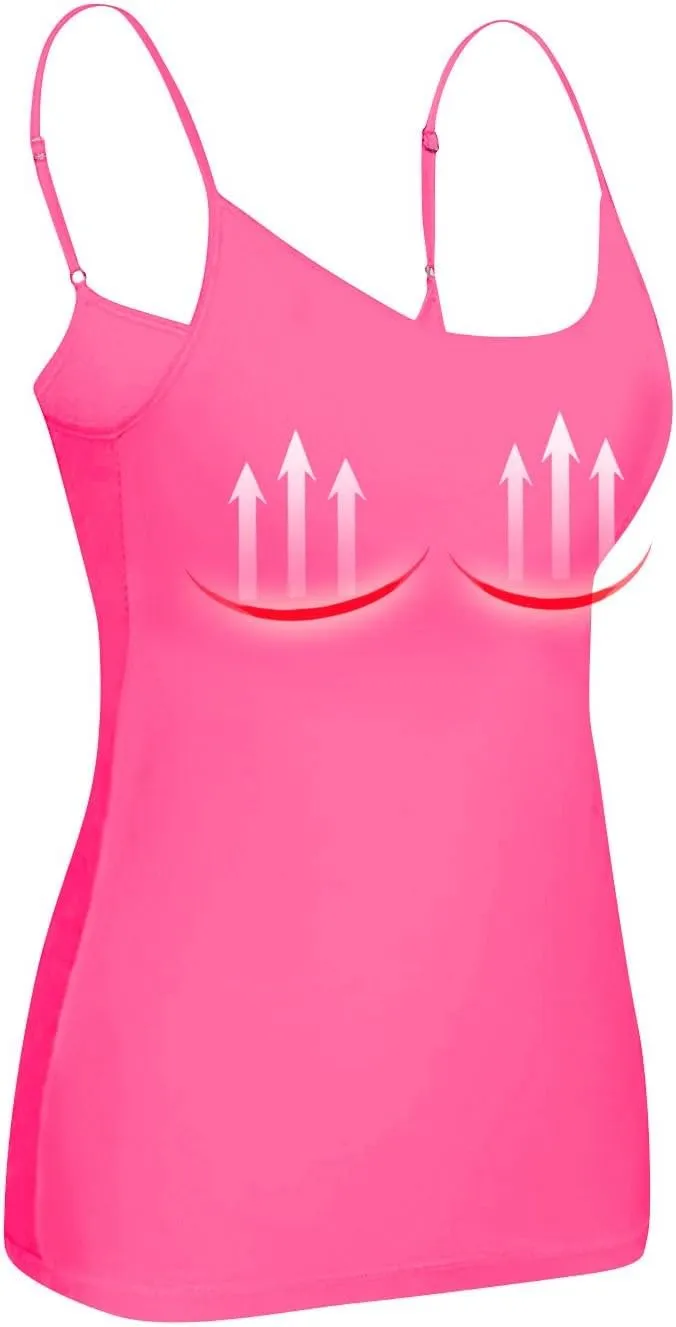 Womens Tank Tops with Built in Bras 2025 Casual Adjustable Spaghetti Strap Shelf Camisole Plus Size Padded Undershirts