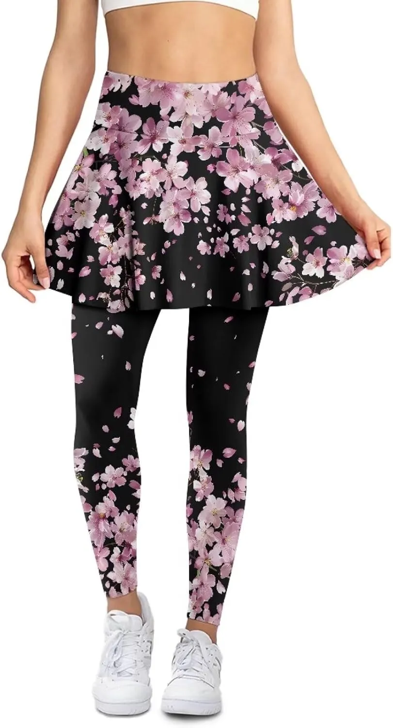 Womens Tennis Skirted Leggings with Pockets Athletic Skirts with Leggings Workout Active Golf Skort