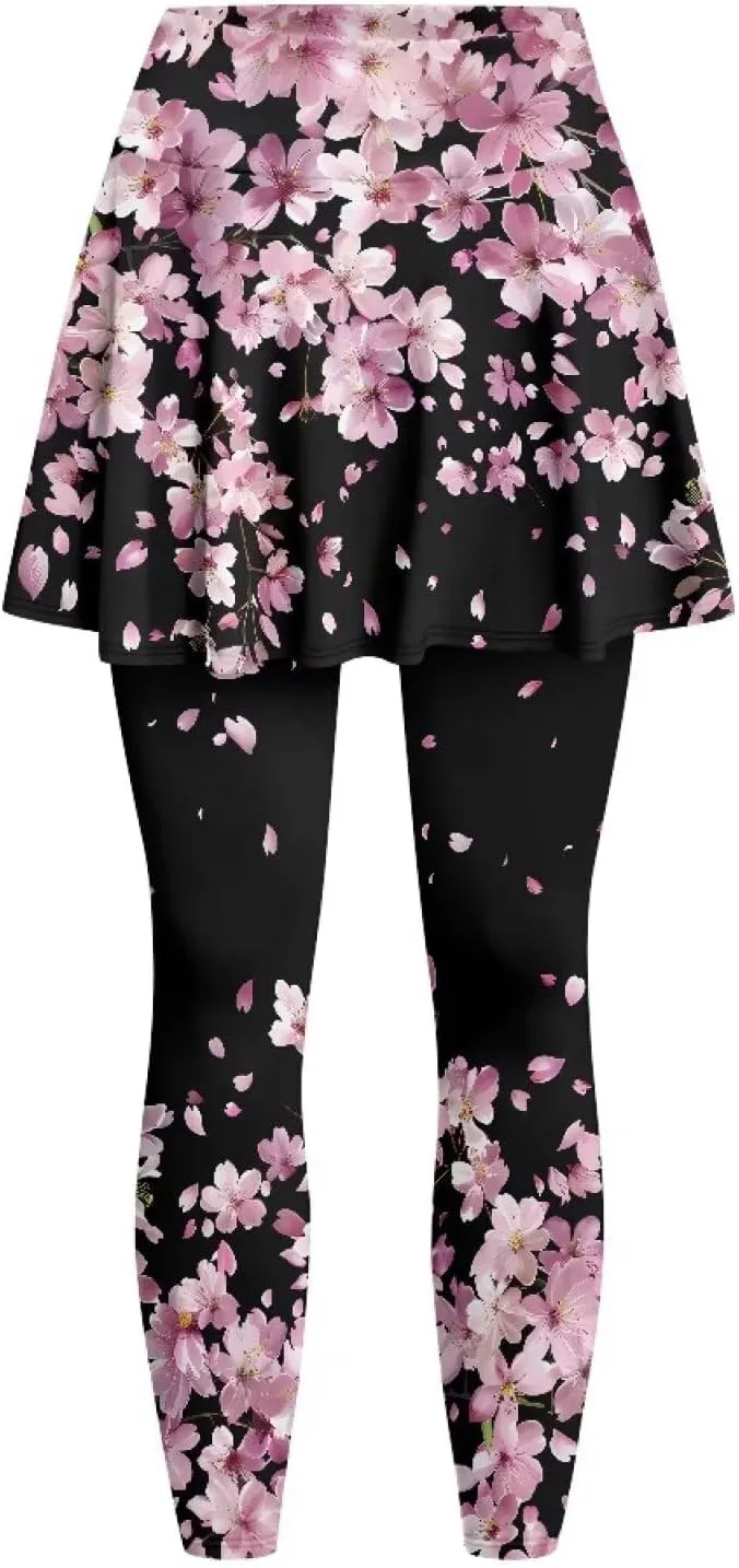 Womens Tennis Skirted Leggings with Pockets Athletic Skirts with Leggings Workout Active Golf Skort