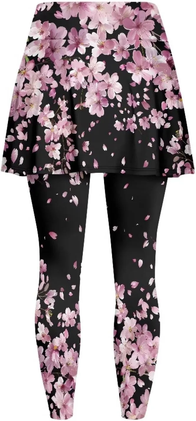 Womens Tennis Skirted Leggings with Pockets Athletic Skirts with Leggings Workout Active Golf Skort