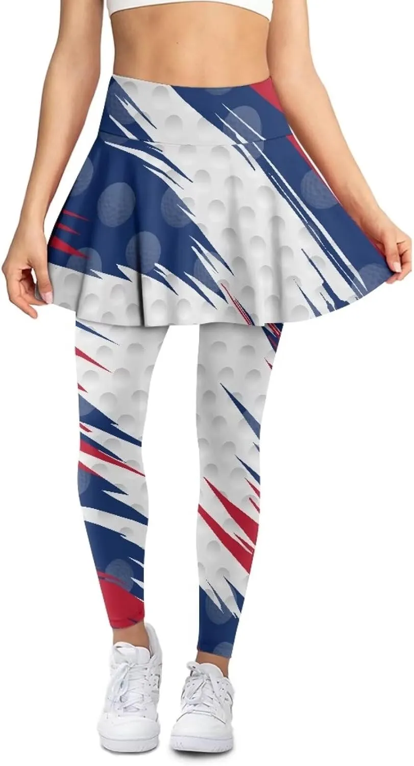 Womens Tennis Skirted Leggings with Pockets Athletic Skirts with Leggings Workout Active Golf Skort