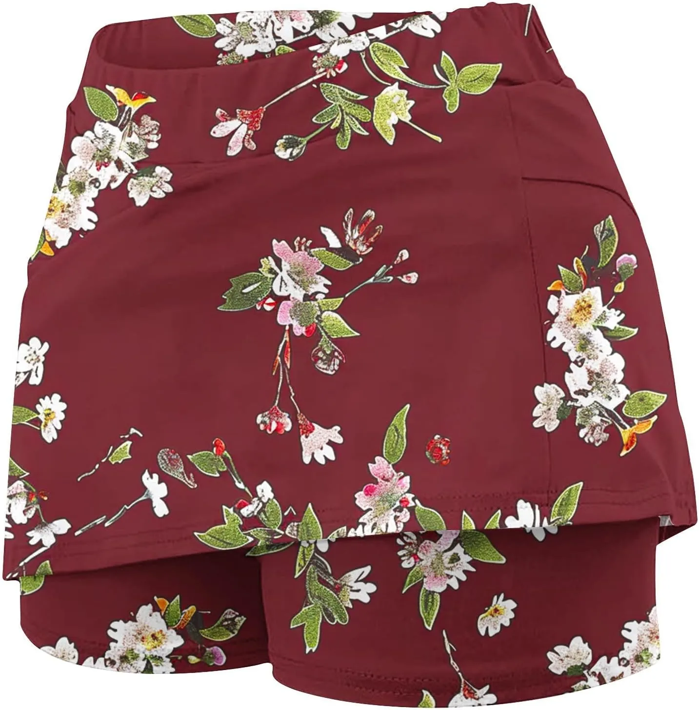 Womens Tennis Skorts Skirts with Built in Shorts Summer Sunflower Print Skirted Shorts Running Workout Skort