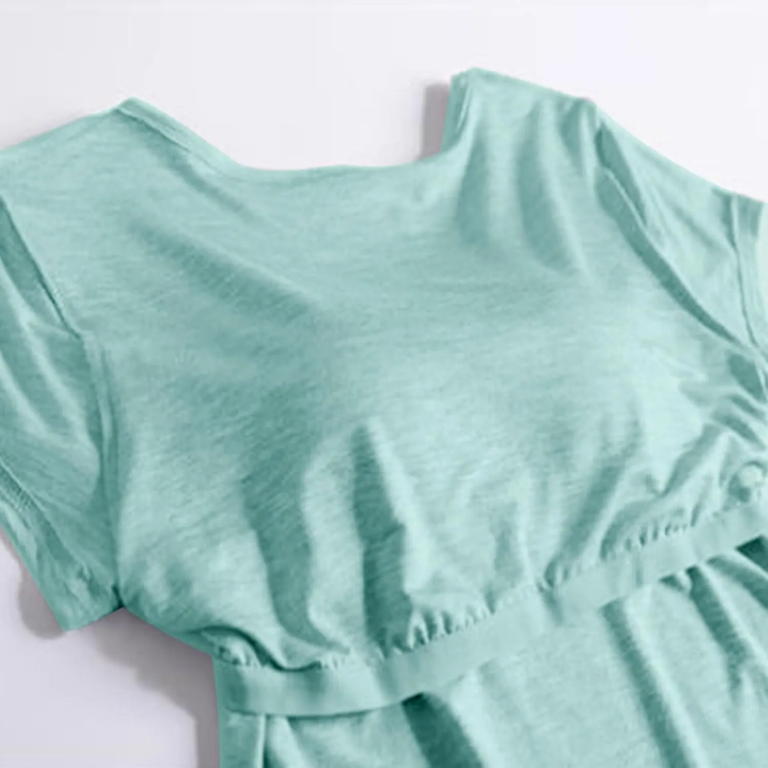 Womens Tops with Built in Bra Short Sleeve Modal Bra Basic Tees Yoga Tops Padded Tshirt Workout Sports Shirts Blouses
