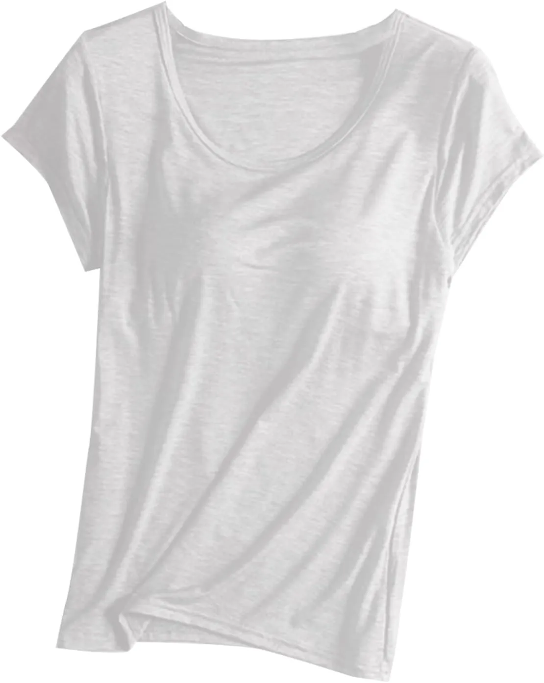 Womens Tops with Built in Bra Short Sleeve Modal Bra Basic Tees Yoga Tops Padded Tshirt Workout Sports Shirts Blouses