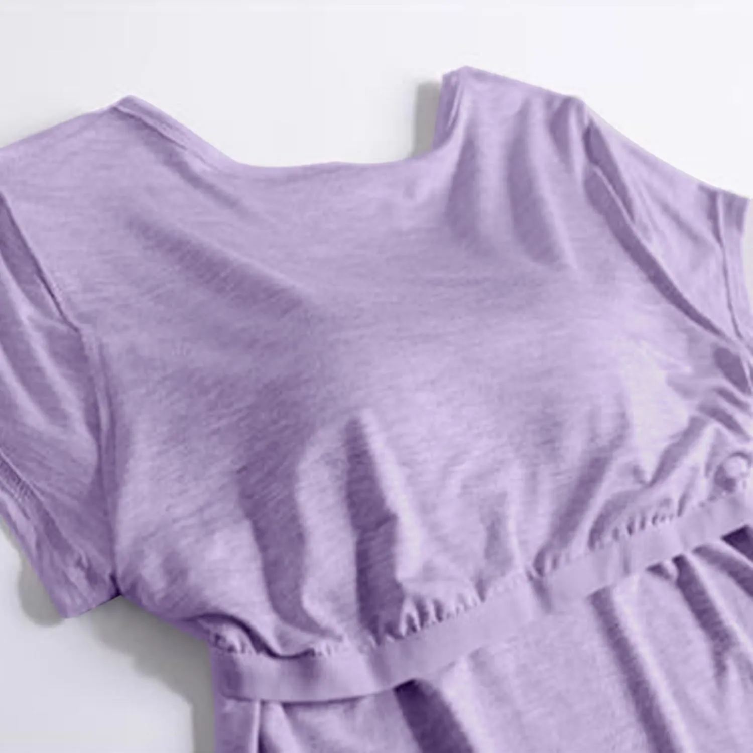Womens Tops with Built in Bra Short Sleeve Modal Bra Basic Tees Yoga Tops Padded Tshirt Workout Sports Shirts Blouses