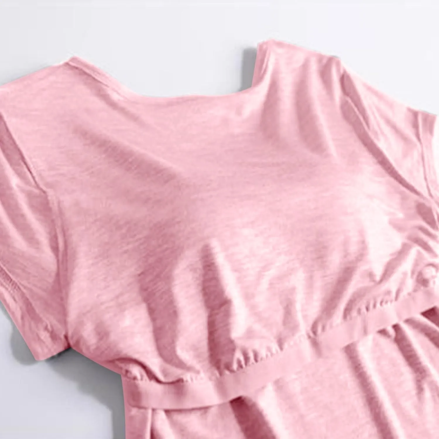 Womens Tops with Built in Bra Short Sleeve Modal Bra Basic Tees Yoga Tops Padded Tshirt Workout Sports Shirts Blouses