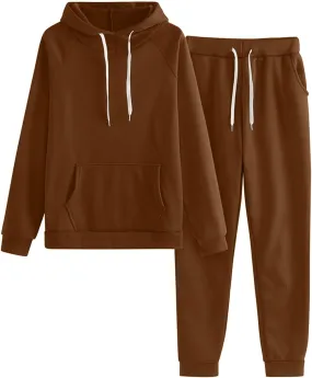 Womens Two Piece Outfits Long Sleeve Crewneck Trendy Sweatsuit Sweatshirt Wide Leg Sweatpant Tracksuit Outfits