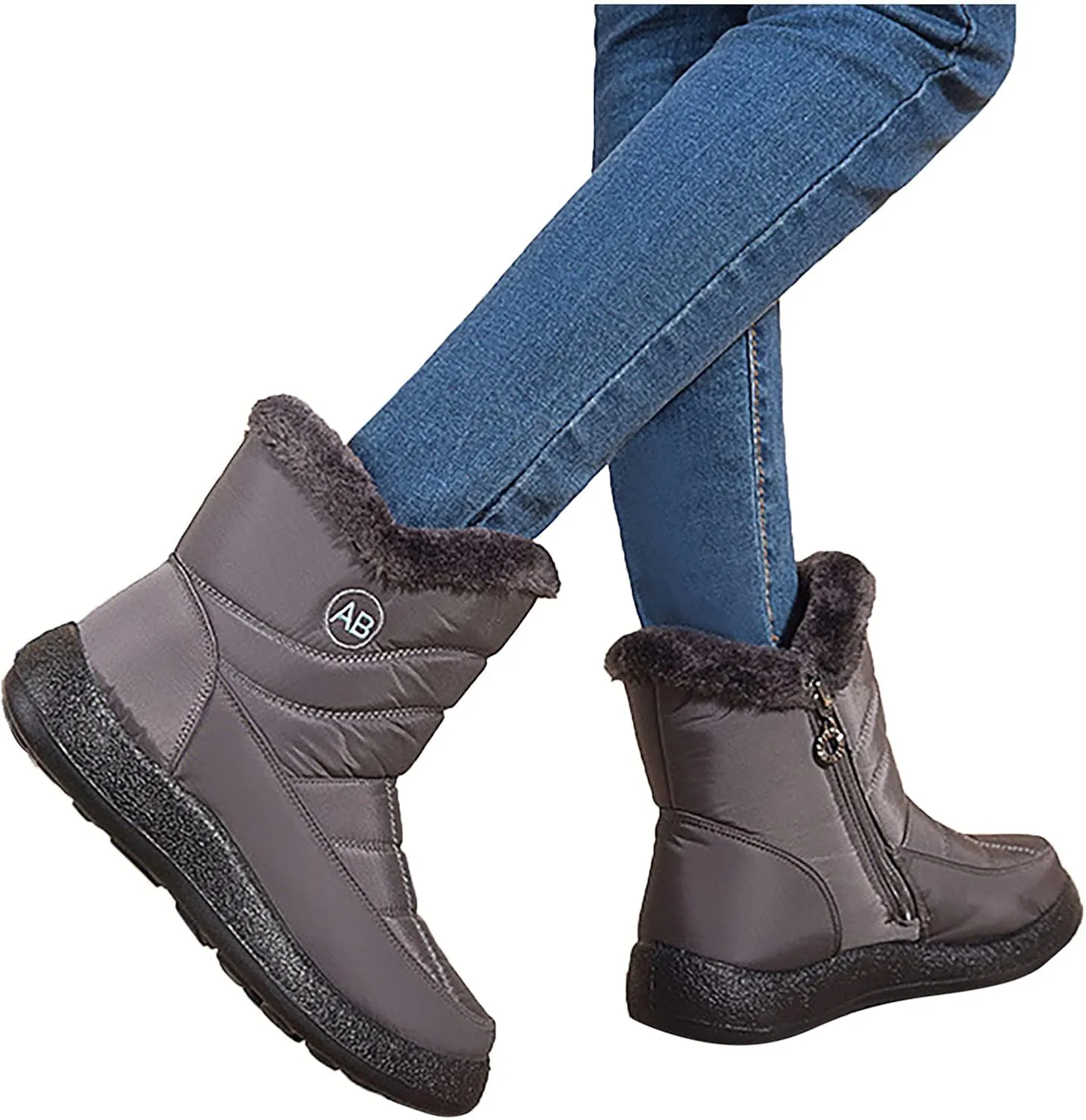 Womens Winter Boots Waterproof Insulated Wide Width Womens Waterproof Winter Boots Ankle Zip Snow Boots Womens Size 6 Warm Winter Boots for Women Waterproof Snow Boots Wide Waterproof