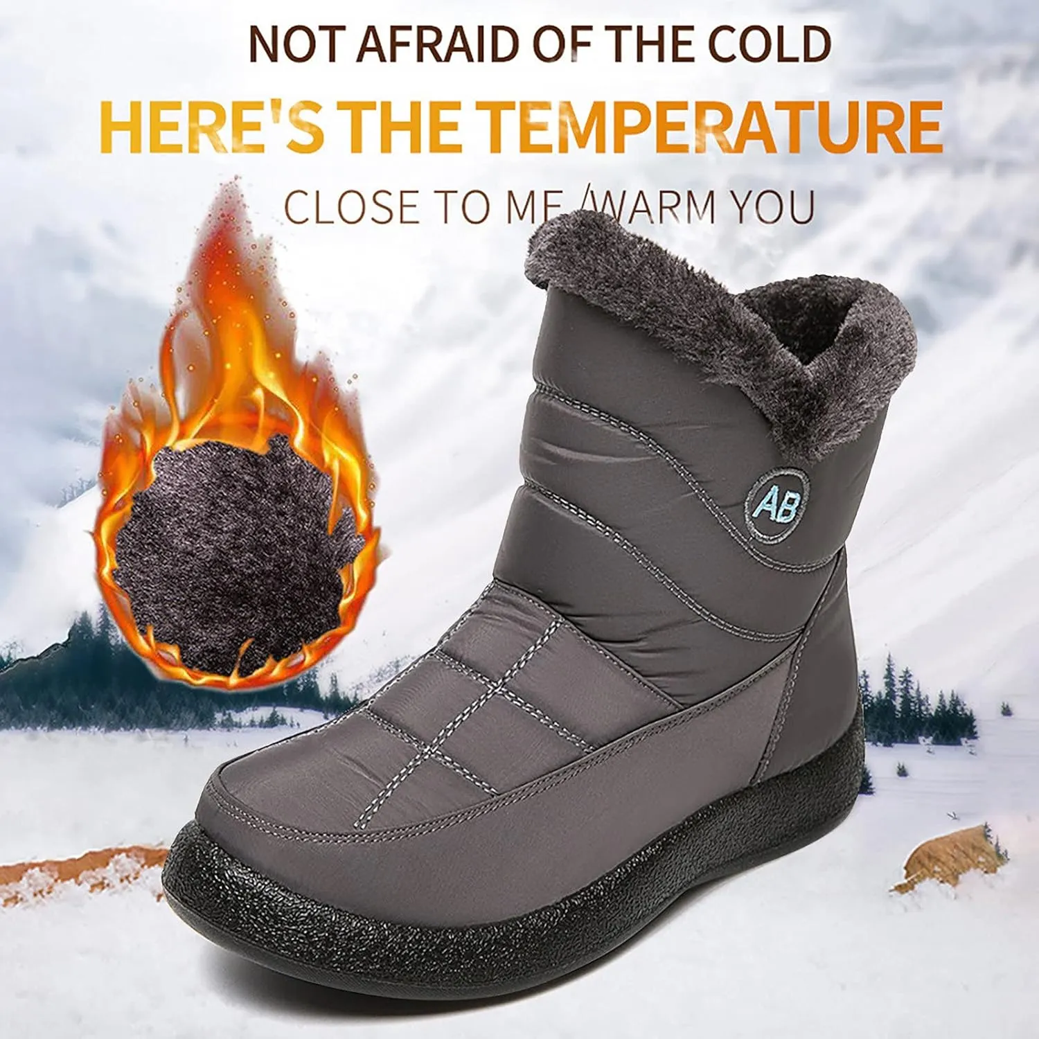 Womens Winter Boots Waterproof Insulated Wide Width Womens Waterproof Winter Boots Ankle Zip Snow Boots Womens Size 6 Warm Winter Boots for Women Waterproof Snow Boots Wide Waterproof