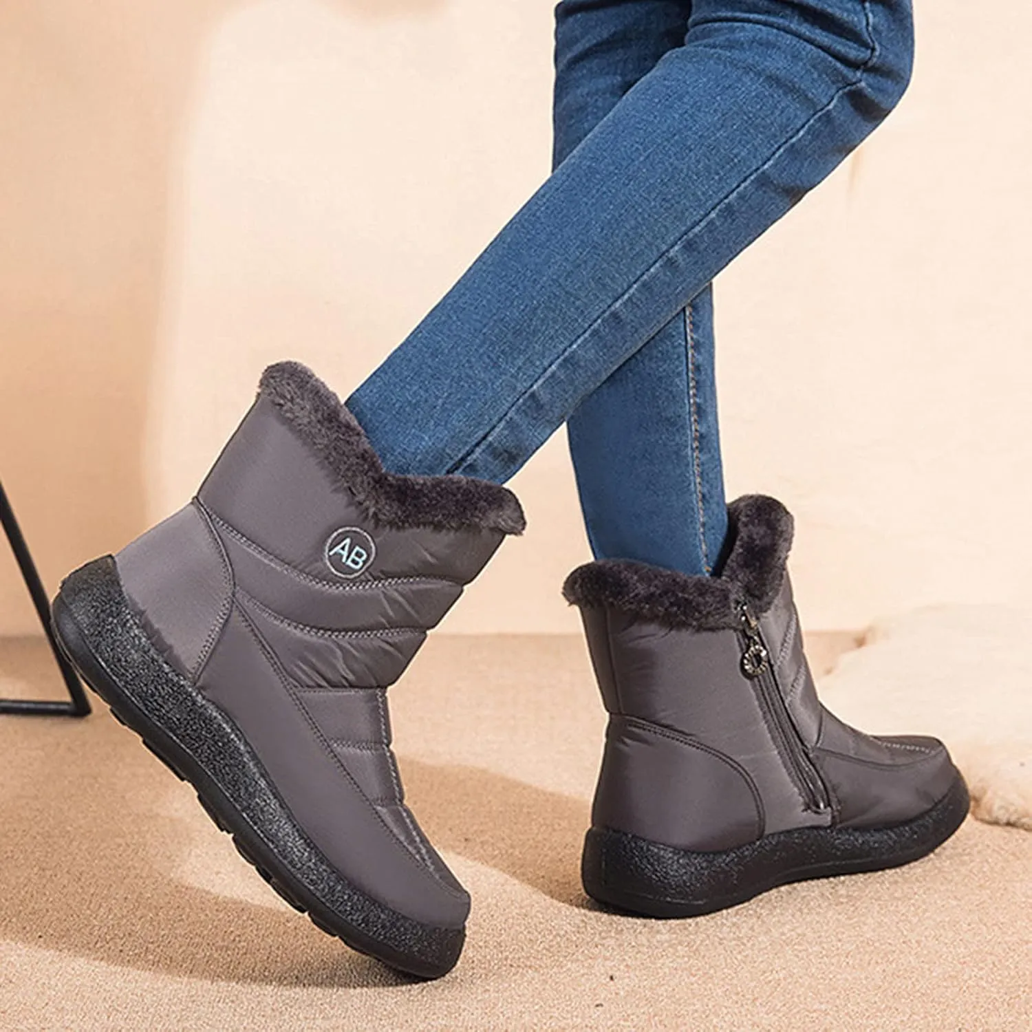 Womens Winter Boots Waterproof Insulated Wide Width Womens Waterproof Winter Boots Ankle Zip Snow Boots Womens Size 6 Warm Winter Boots for Women Waterproof Snow Boots Wide Waterproof