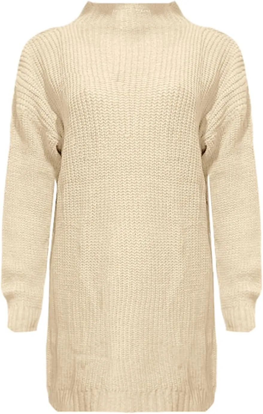 Womens Winter Knitted Sweater Turtleneck Oversized Long Sleeve Sweater Dress 2024 Plus Size Tunic Pullover Fall Dress